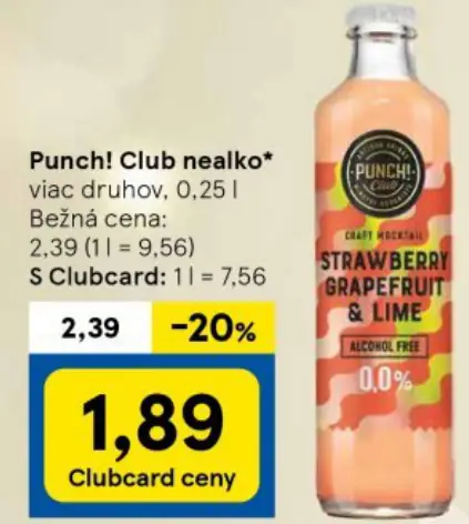 Punch! Club nealko Strawberry Grapefruit & Lime