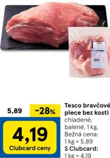 Tesco bravčové plece bez kosti