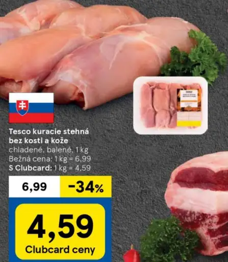 Tesco kuracie stehná bez kosti a kože