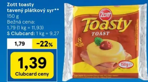 Zott toasty tavený plátkový syr