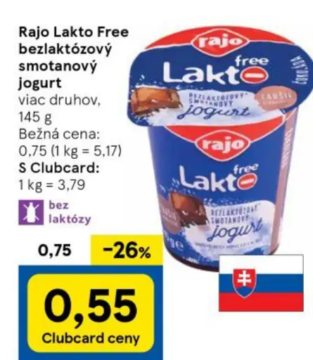 Rajo Lakto Free bezlaktózový smotanový jogurt