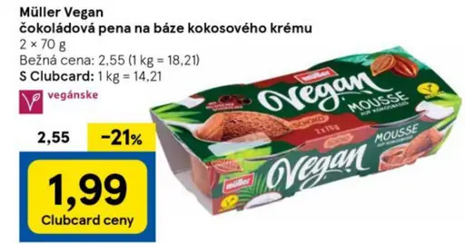 Müller Vegan čokoládová pena na báze kokosového krému