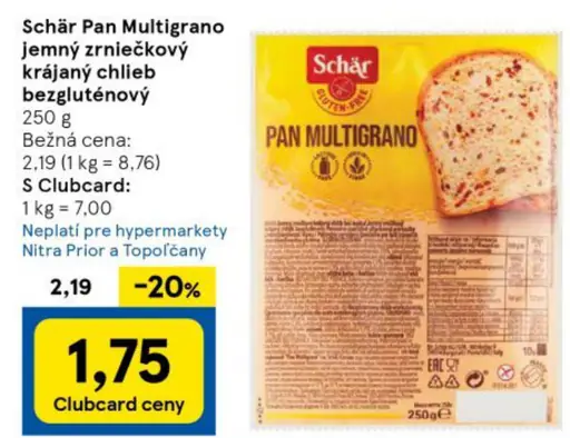 Pan Multigrano jemný zrnčekový krajany chlieb bezglutenový