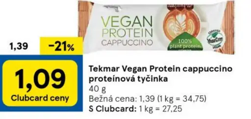 Tekmar Vegan Protein cappuccino proteínová tyčinka