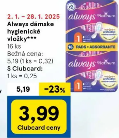 Always dámske hygienické vložky