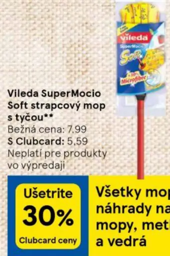 Vileda SuperMocio Soft stracpový mop s tyčou