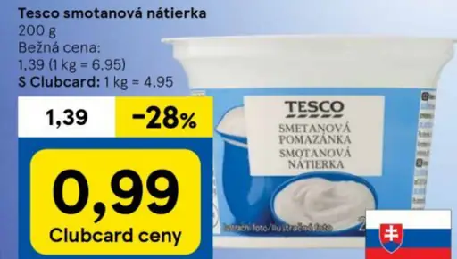 Tesco smotanová nátierka