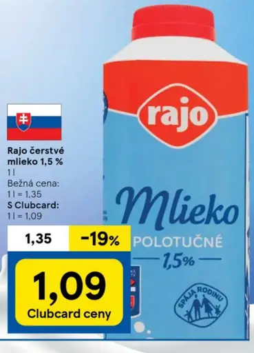 Rajo čerstvé mlieko 1,5 %