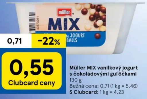 Müller MIX vanilkový jogurt s čokoládovými guľočkami