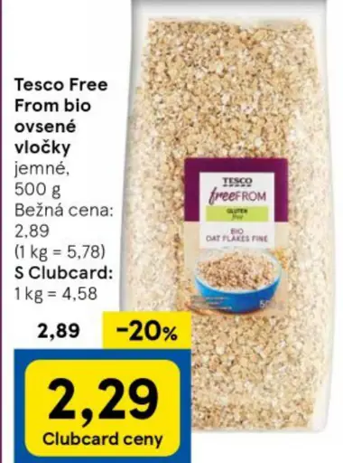 Tesco Free From bio ovsené vločky jemné