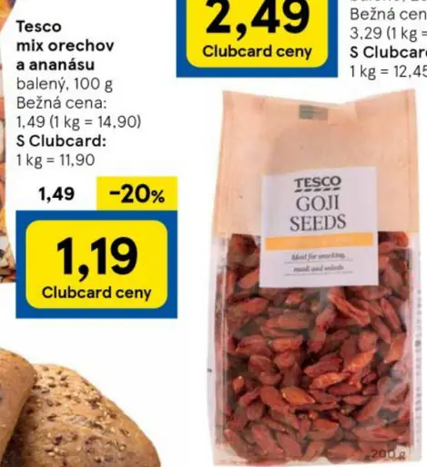 Tesco mix orechov a ananásu