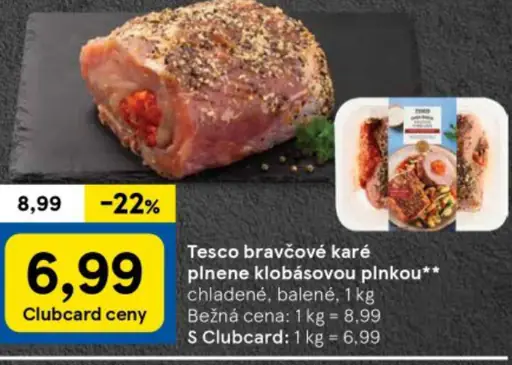 Tesco bravčové karé plnené klobásovou plnkú