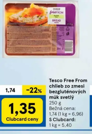 Tesco Free From chlieb zo zmesi bezgluténových múk svetlý