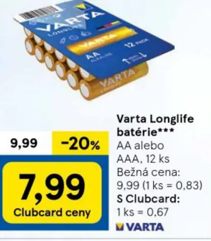 Varta Longlife batérie