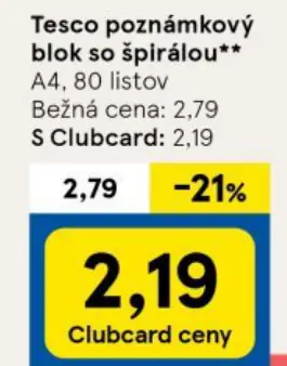 Tesco poznámkový blok so špirálou