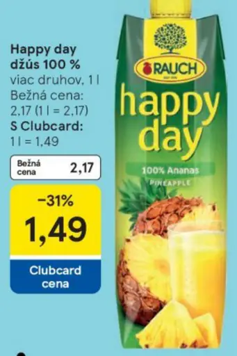 Happy day džús 100 % 100% Ananas