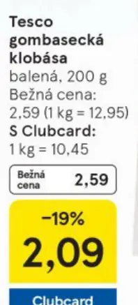 Tesco gombasecká klobása