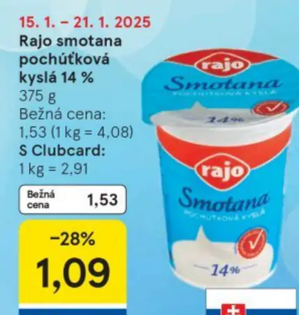 Rajo smotana pochúťková kyslá 14 %