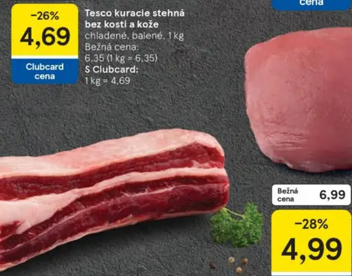 Tesco kuracie stehná bez kosti a kože