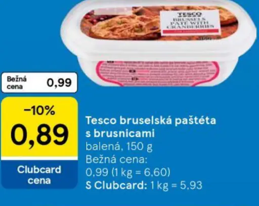 Tesco bruselská paštéta s brusnicami