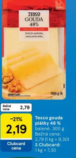 Tesco gouda plátky 48%