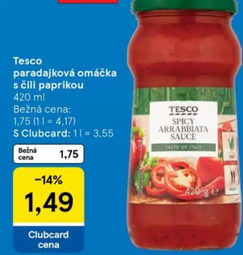 Tesco paradjajková omáčka s čili paprikou