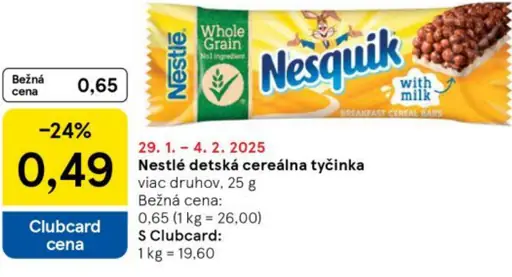 Nesquik detská cereálna tyčinka