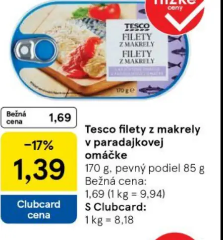 Tesco filety z makrely v paradajkovej omáčke