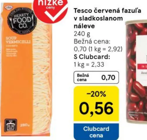 Tesco červená fazuľa v sladkokyslom náleve