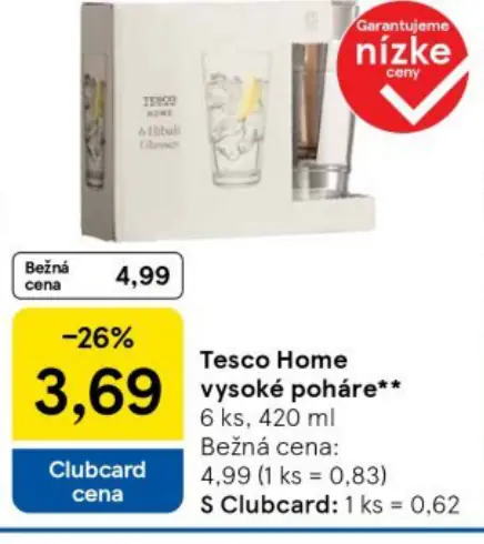 Tesco Home vysoké poháre