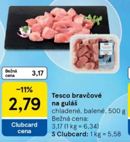 Tesco bravčové na guľáš