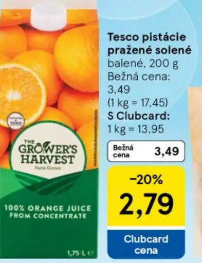 Tesco pistácie pražené solené