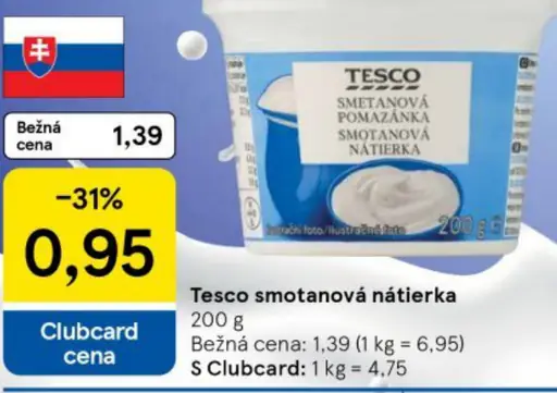 Tesco smotanová nátierka