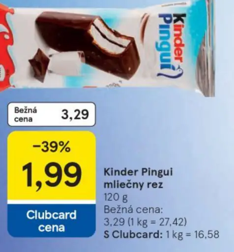 Kinder Pingui mliečný rez