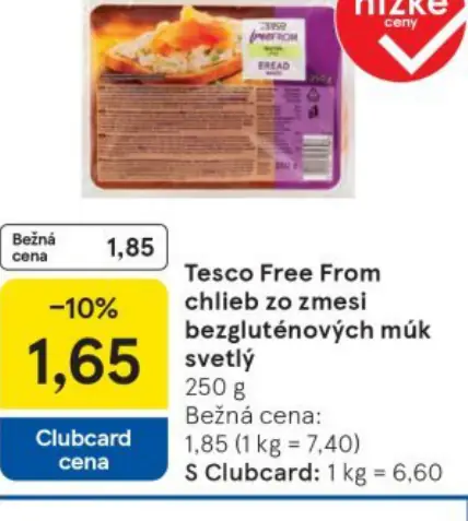 Tesco Free From chlieb zo zmesi bezgluténových múk svetlý