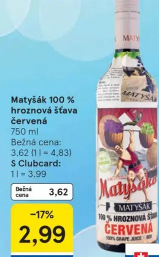 Matýsak 100 % hroznová šťava červená