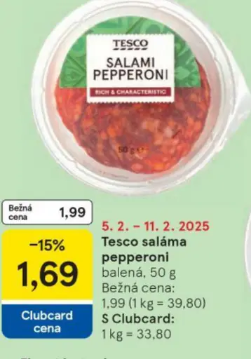 Tesco saláma pepperoni