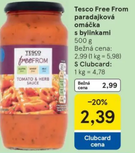 Tesco Free From paradajková omáčka s bylinkami