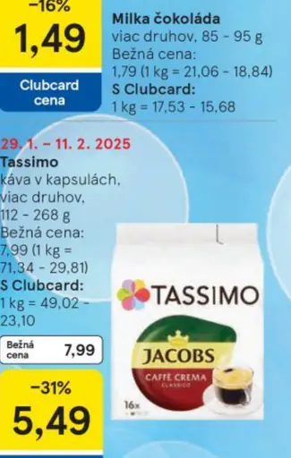 Tassimo káva v kapsuliach