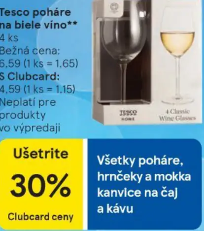 Tesco poháre na biele víno