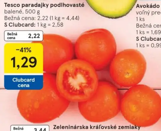 Tesco paradajky podlhovasté