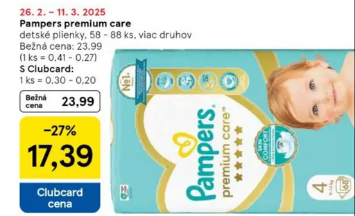 Pampers premium care detské plienky