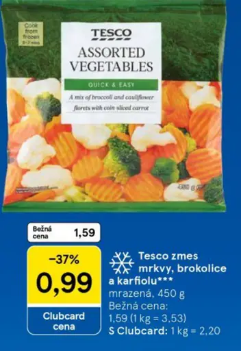 Tesco zmes mrkvy, brokolice a karfiol