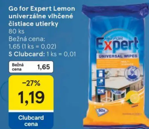 Go for Expert Lemon univerzálne vlhčené čistiace utierky