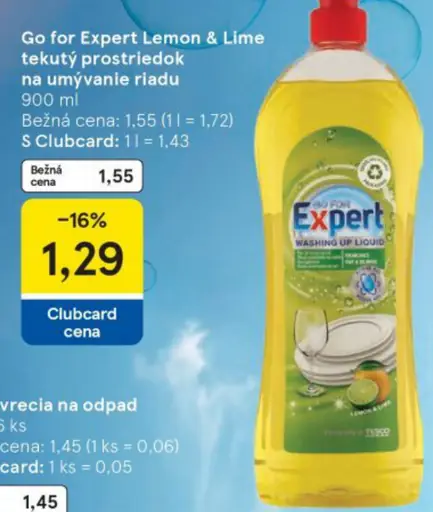 Go for Expert Lemon & Lime tekutý prostriedok na umývanie riadu