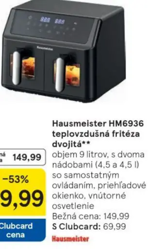 Hausmeister HM6936 teplovzdušná fritéza dvojitá