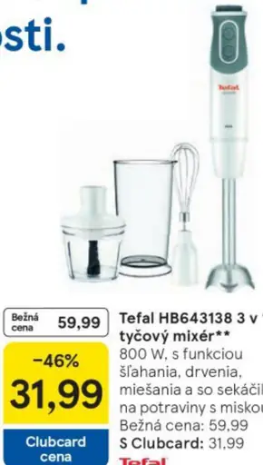 Tefal HB643138 3 v 1 tyčový mixér