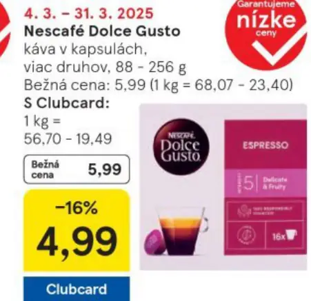 Nescafé Dolce Gusto káva v kapsulách