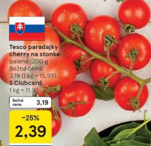 Tesco paradajky cherry na stonke