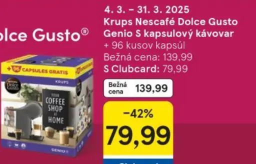 Krups Nescafé Dolce Gusto Genio S kapsulový kávovar + 96 kusov kapsúl